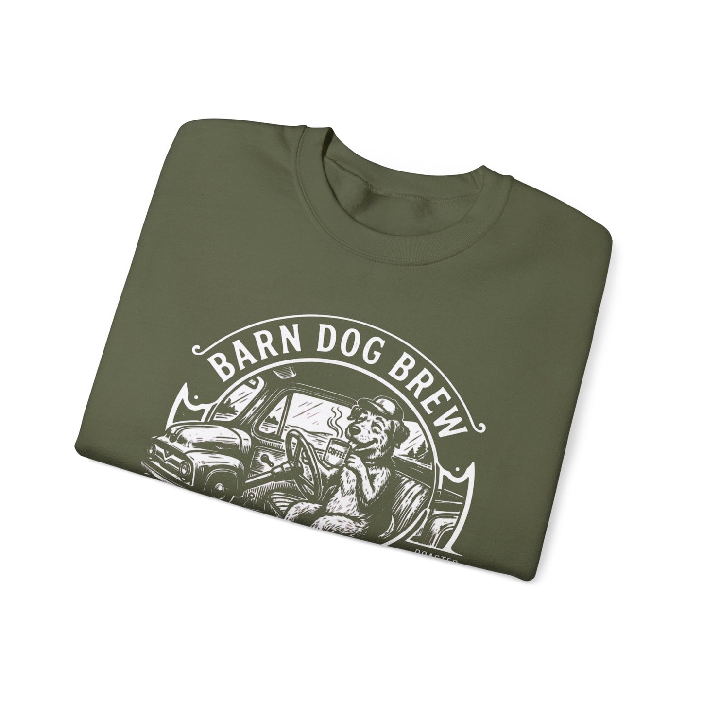 Barn Dog Brew logo sweatshirt | Coffee Drink Work Repeat crewneck