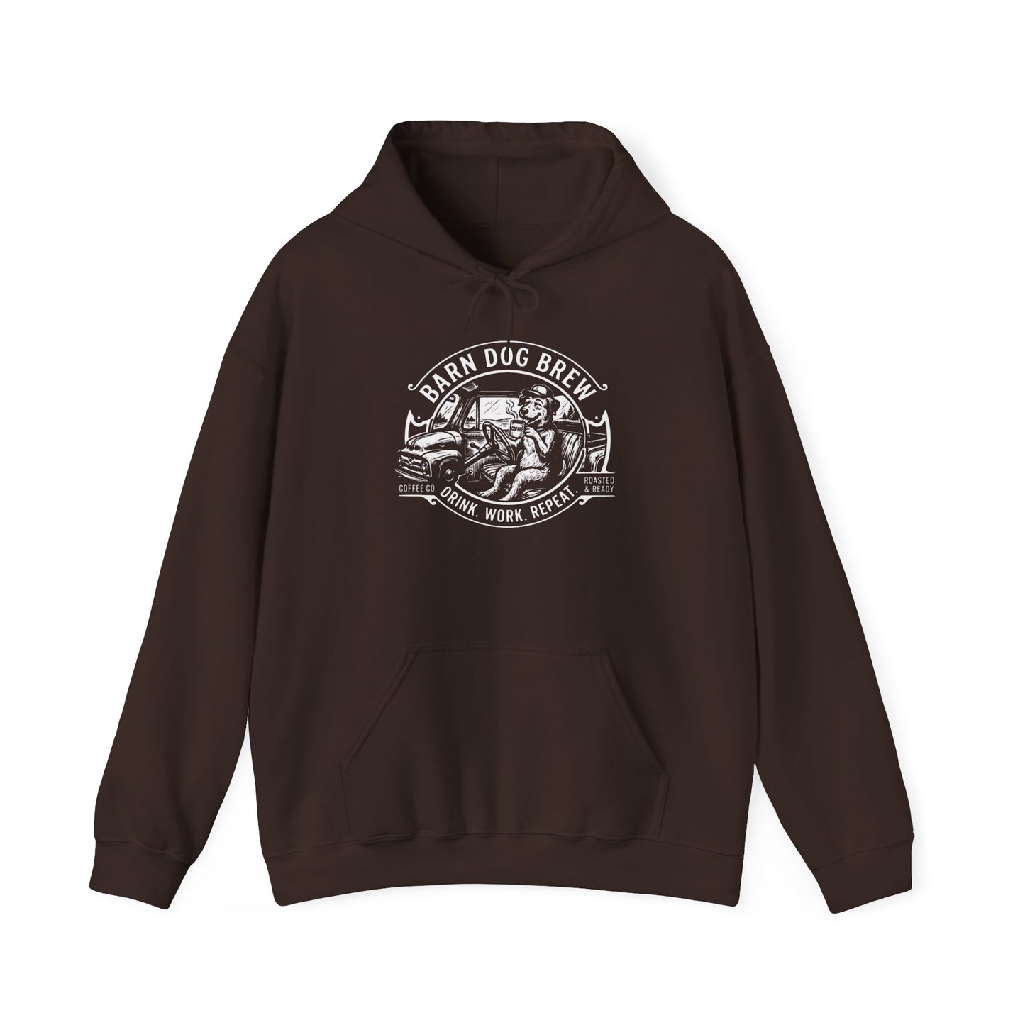 Barn Dog Brew Logo Hoodie | Vintage Farmhouse Coffee Sweatshirt