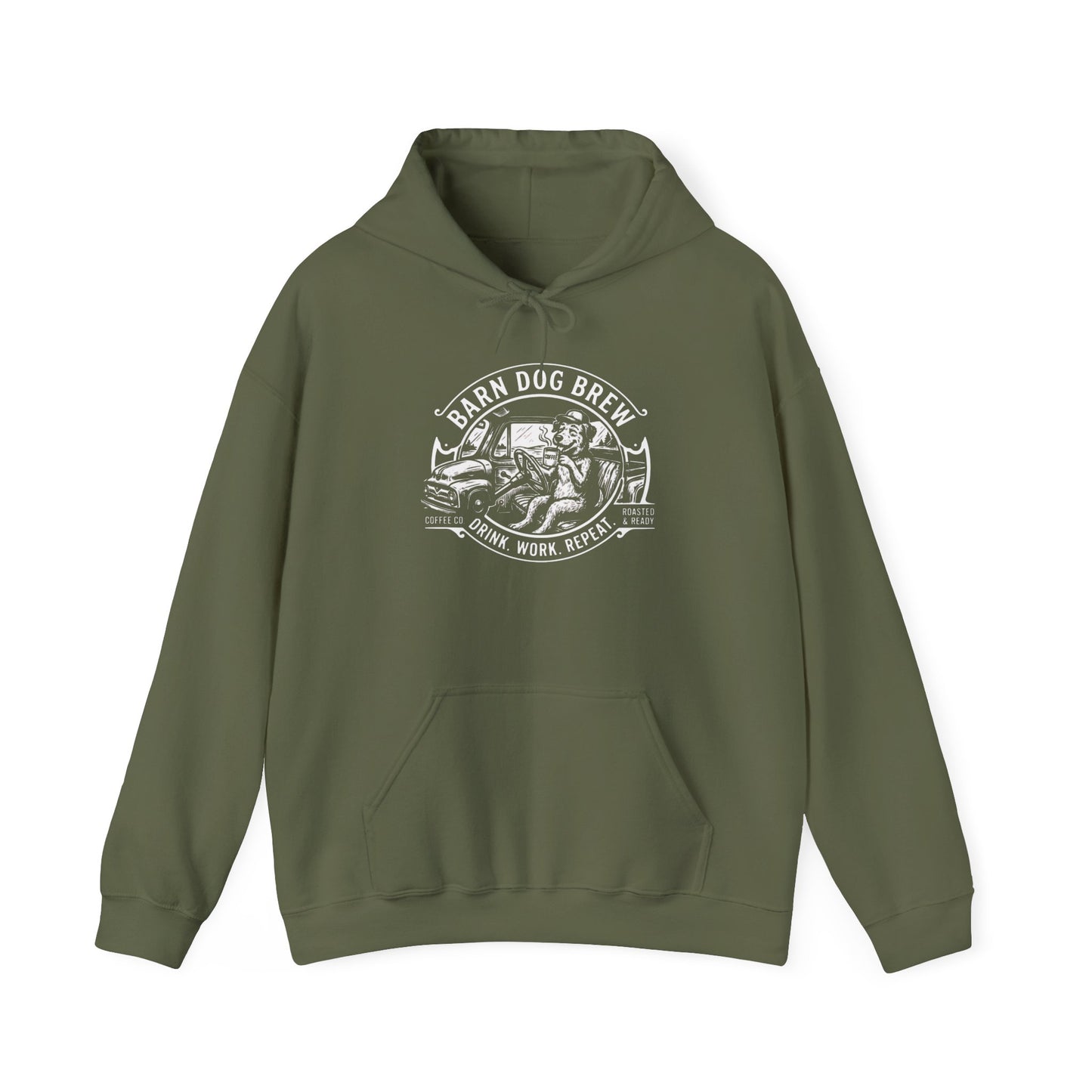 Barn Dog Brew Logo Hoodie | Vintage Farmhouse Coffee Sweatshirt